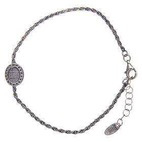 AMEN bracelet in 925 burnished silver with white zirconia medal
