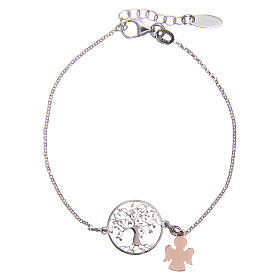 AMEN bracelet in pink rhodium-plated 925 silver with tree of life