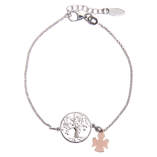 AMEN bracelet in pink rhodium-plated 925 silver with tree of life 1