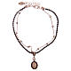 AMEN bracelet in pink 925 silver with black rhinestones and medal with Our Lady of Miracles s1