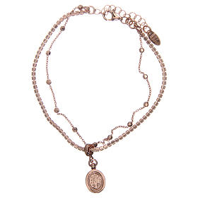 Bracciali in argento: Bracciale AMEN arg 925 rosé zirconi neri Miracolosa