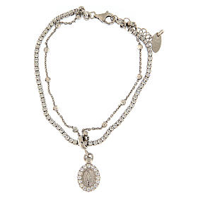 Bracciali in argento: Bracciale AMEN arg 925 rodiato zirconi bianchi Miracolosa