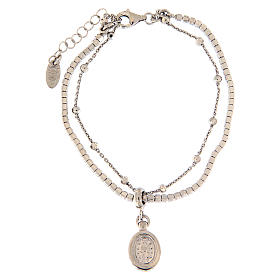 Bracciali in argento: Bracciale AMEN arg 925 rodiato zirconi bianchi Miracolosa