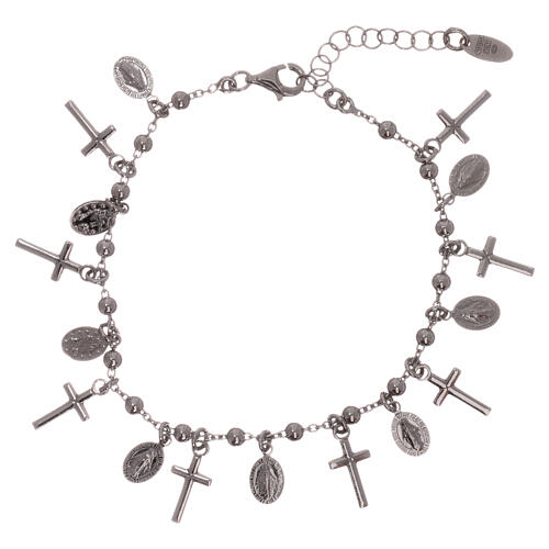 AMEN bracelet in 925 silver rhodium charms cross Mary 1