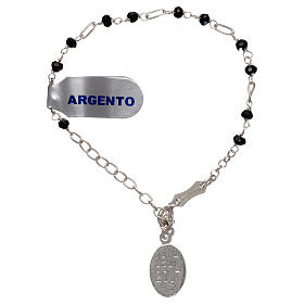 Bracelet in 925 silver and black rhinestones