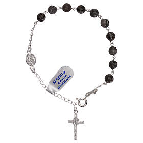 Rosary bracelet with St. Benedict in 925 silver and agate