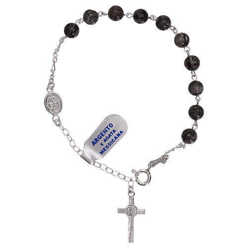 Rosary bracelet with St. Benedict in 925 silver and agate 2