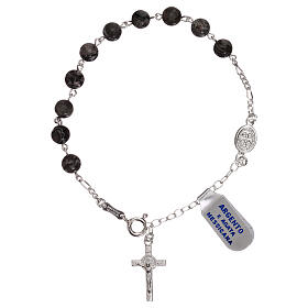 Rosary bracelet with St Benedict, in 925 silver and agate