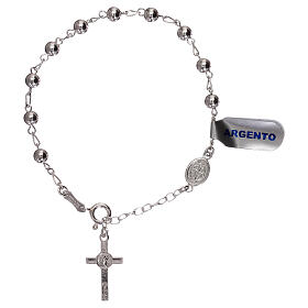 Rosary bracelet with Saint Benedict cross charm, 925 silver