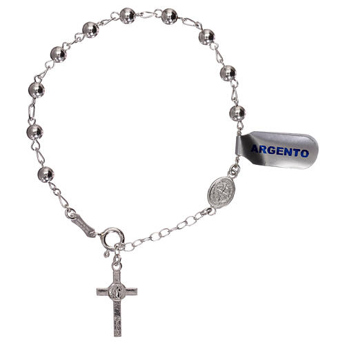 Rosary bracelet with Saint Benedict cross charm, 925 silver 2