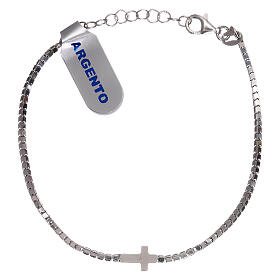 Bracelet with cross in 925 silver with white rhinestones