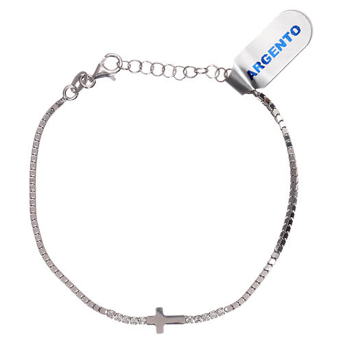 Pulsera cruz plata 925 y zircones blancos 2