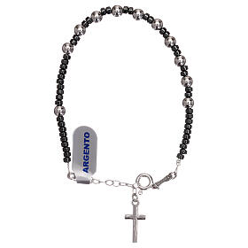 Rosary bracelet in silver and gray hematite