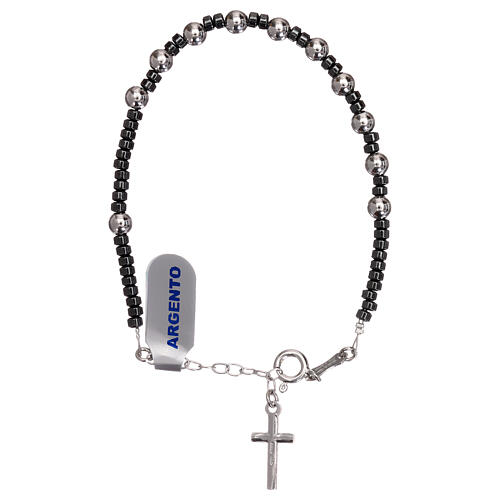 Rosary bracelet in silver and gray hematite 2