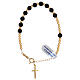 Bracelet with gold plated cross and single decade rosary of volcanic stone s1