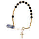 Bracelet with gold plated cross and single decade rosary of volcanic stone s2