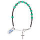 Bracelet with cross of 925 silver and single decade rosary of green agate s2
