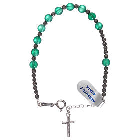 Bracelet croix argent 925 dizainier agate verte