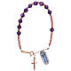 Bracelet with cross of pink 925 silver and single decade rosary of amethyst s1