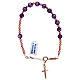 Cross bracelet in 925 rose silver with decade amethyst beads s2