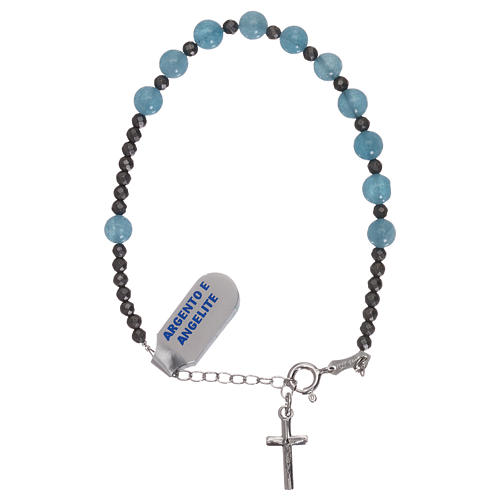 Bracciale croce argento 925 e decina in angelite 1