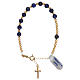 Bracelet croix argent 925 doré et dizainier en lapis-lazuli s1