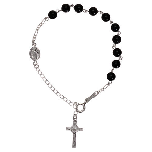 Pulsera rosario pater S. Benito plata 925 y ónix 1