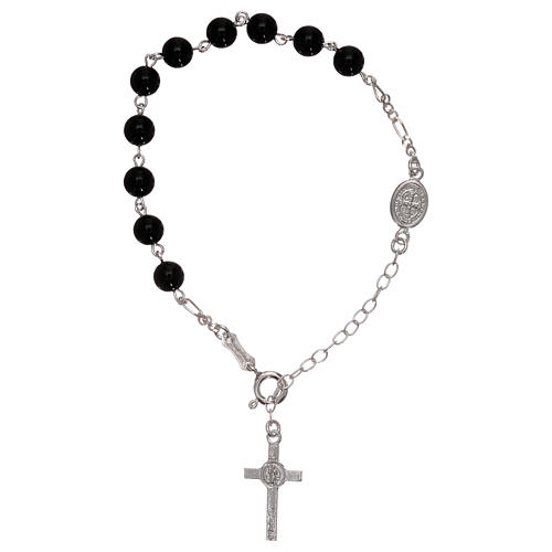 Bracciale rosario pater S. Benedetto argento 925 e onice 2