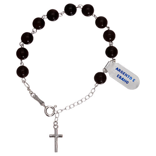 Rosary bracelet in 925 silver and ebony 2