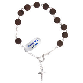 Single decade rosary bracelet in 925 silver wooden pearls