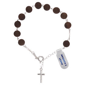 Single decade rosary bracelet in 925 silver wooden pearls