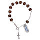 Single decade rosary bracelet of 925 silver, cylindrical wood beads s2