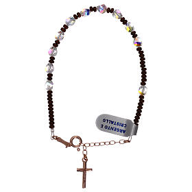 Single decade rosary with crystal rose cross