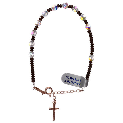 Single decade rosary with crystal rose cross 1