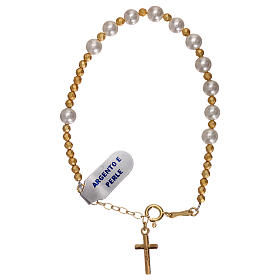 Bracciale decina argento 925 dorato e perle
