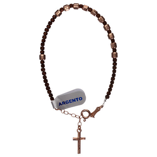 Bracciale decina croce rosé ematite marrone 1