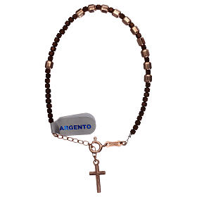 Pulseira dezena cruz rosé hematita castanho