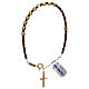 Single decade rosary bracelet, gold plated 925 silver cross and brown hematite s2