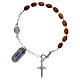 Single decade rosary bracelet with wood beads and St Benedict's pater s1