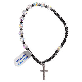Cross bracelet in 925 silver with white strass beads