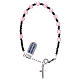 Rosary bracelet with 925 silver cross and satin pink crystal single decade s1