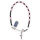 Pulsera rosario cruz plata 925 y decena cristal satinado rosa s1