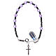 Rosary bracelet with 925 silver cross and satin lilac crystal single decade s2