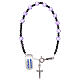 Decade rosary bracelet lilac satin crystal and 925 silver cross s1