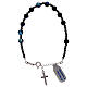 Cross bracelet in 925 silver with 10 black satin crystal beads s2