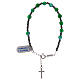 Rosary bracelet with 925 silver cross and satin green crystal single decade s2