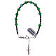 Pulsera rosario cruz plata 925 y decena cristal satinado verde s1