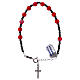Rosary bracelet with 925 silver cross and satin red crystal single decade s2