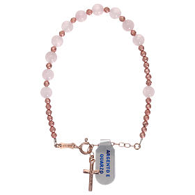Bracelet dizainier quartz rose et croix rosée