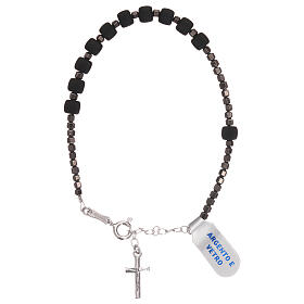 Single decade rosary bracelet of black glass and 925 silver